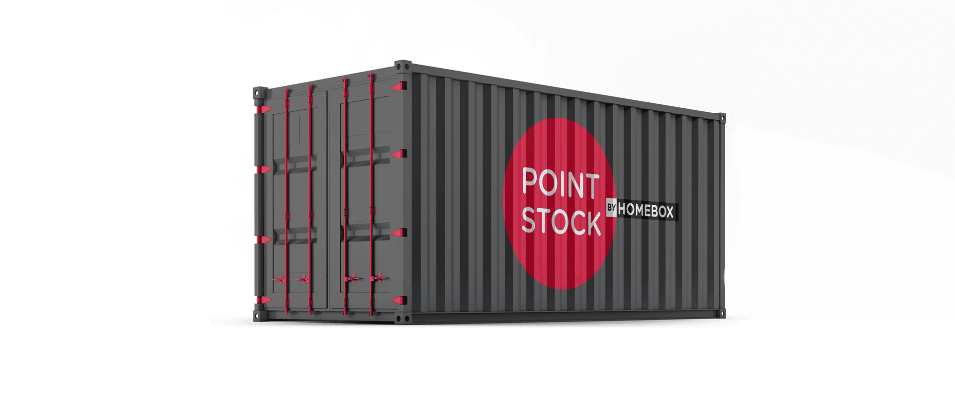 Container de stockage gris avec logo Point Stock by HOMEBOX, HOMEBOX Villetaneuse, 20 rue Raymond Brosse à Villetaneuse